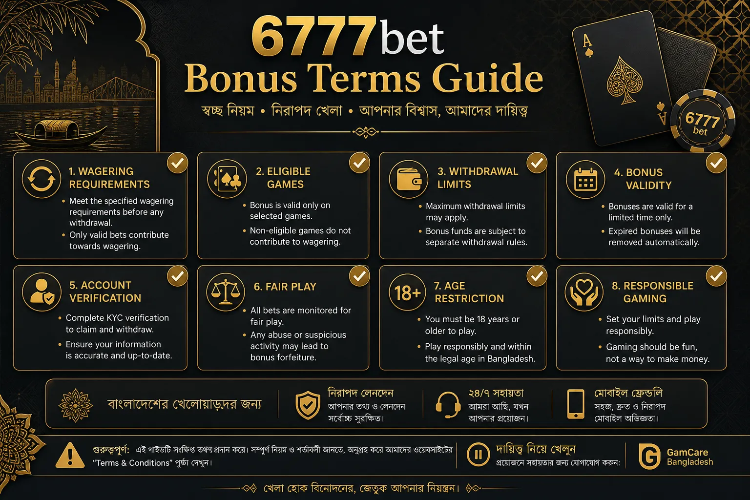 6777bet Bonus Bangladesh welcome referral wagering terms
